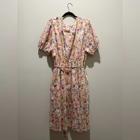 Hayden Los Angeles floral print belted tier poplin midi dress easter - Picture 7 of 11